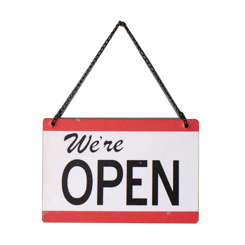 美式乡村咖啡厅服装店酒吧挂牌店铺营业时间创意双面欢迎OPEN门牌