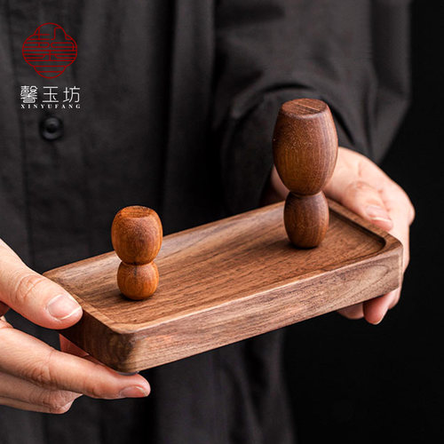 北美黑胡桃木晾壶架 实木壶盖托盖置 紫砂茶壶托架子功夫茶具配件