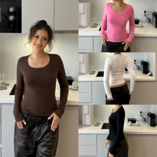 轻磨毛棉感料basic上衣 型 ICVIBE AIR马蹄U领·正肩收腰版