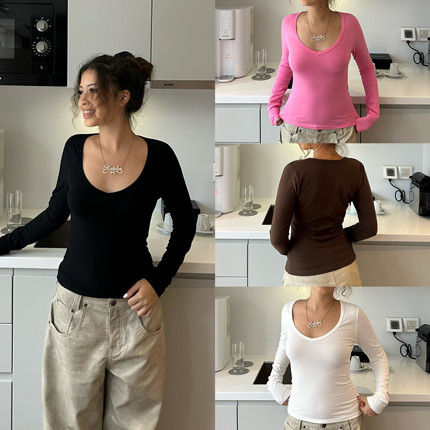 ICVIBE AIR爱心V领·正肩收腰版型 轻磨毛棉感料basic上衣