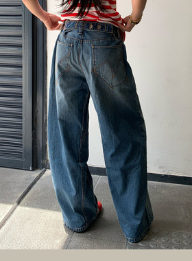 一裤三吃·夏日呼吸薄料 后腰纽扣设计 孤品水洗baggy牛仔裤