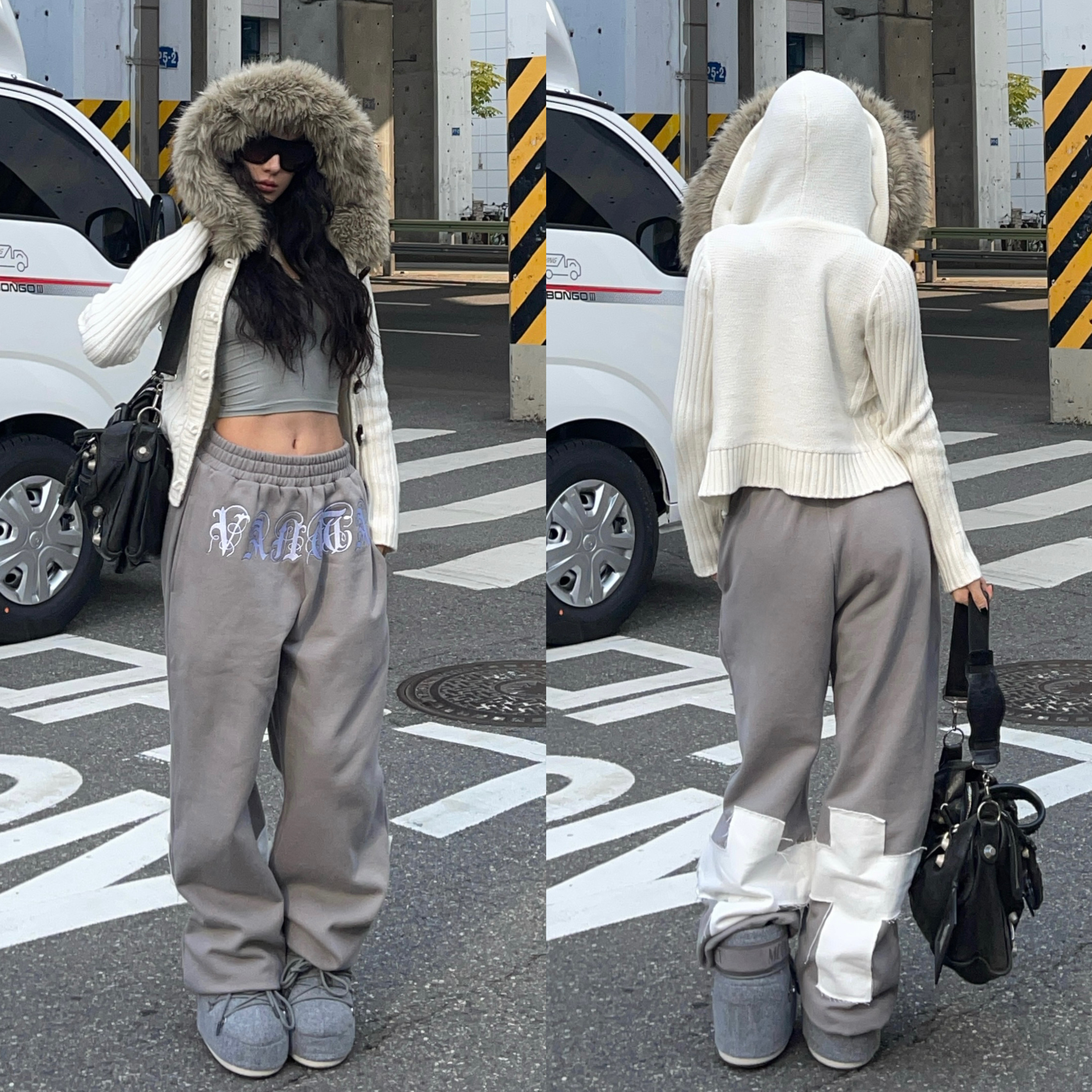 ICVIBE 街头OG·行走的内抓绒暖被窝 定染水泥灰十字贴布刺绣卫裤,女装/女士精品,卫裤,淘宝优惠券,粉丝福利购,淘宝优惠卷