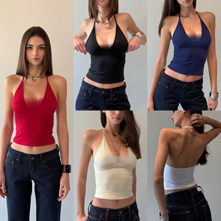 深V显胸 挂脖视觉牵引 5色收腰背心 核弹选手 AIR·纯欲赛道