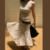 波点淋进拿铁 波点印花set 莫代尔面料 法式 彩蛋