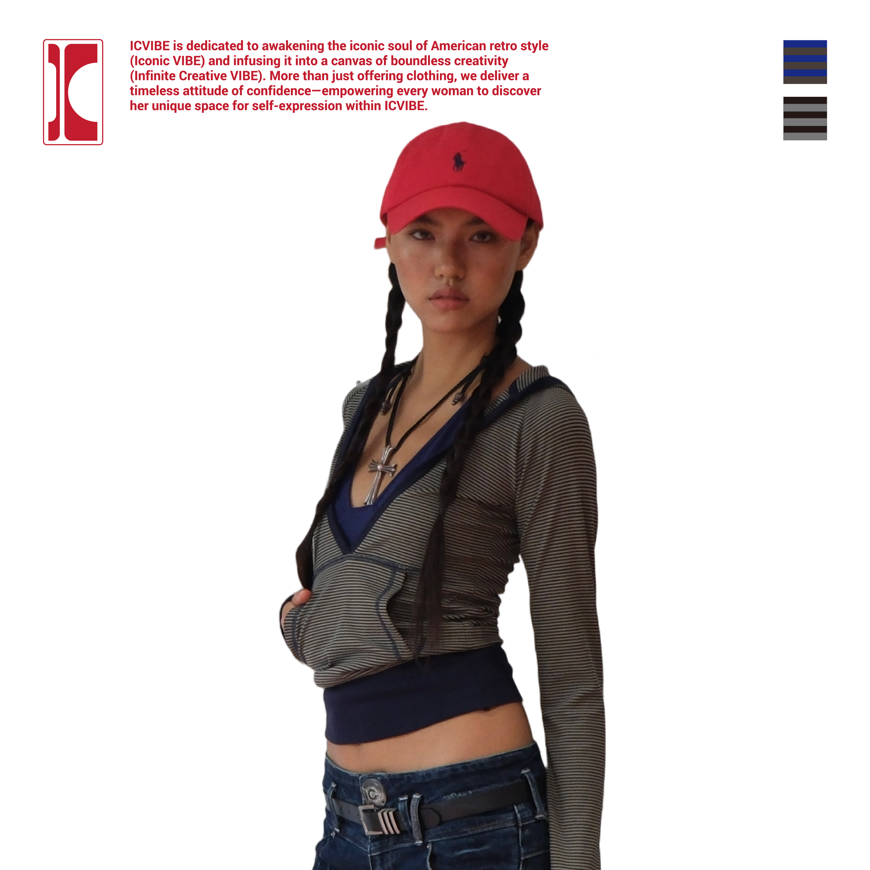 ICVIBE 美式基础·条纹深V 擅长叠穿的插手袋帽衫hoodie