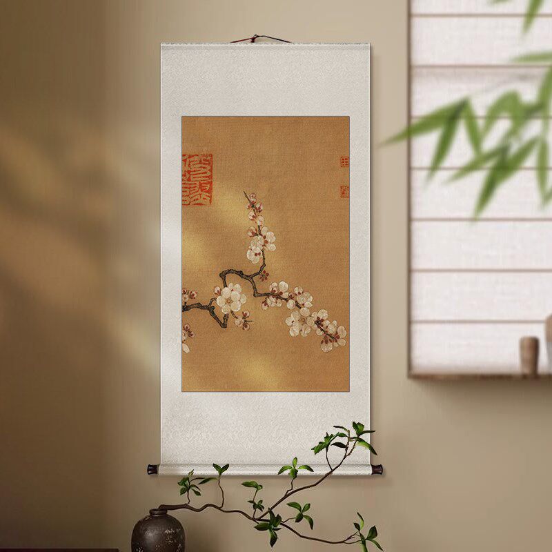 兰花图卷轴挂画新中式茶室氛围布置挂画宋代宋氏美学禅意仿古挂轴