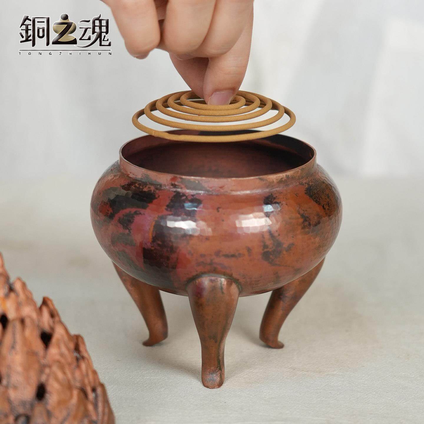 炉紫寂铜手工纯铜香炉盘香复古侘香风AXK上香净化空沉气线熏香檀