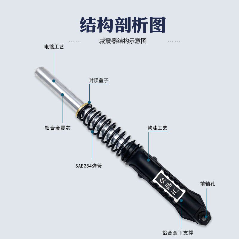 电动三轮车众品汇前叉总成前减震器弹簧仿液压太子款弹簧避震器