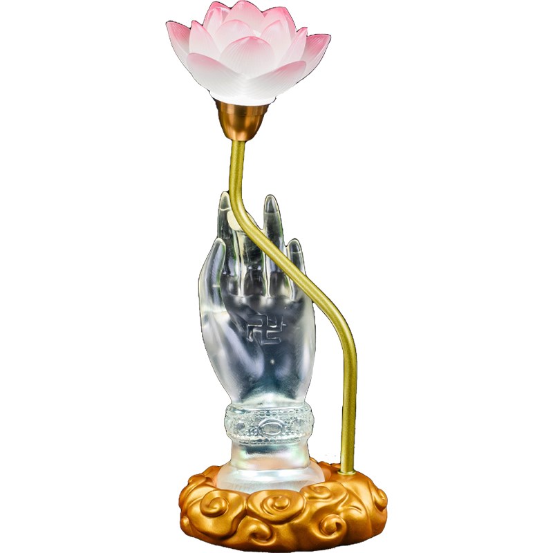 琉璃佛手LED莲花灯长明灯佛前供灯观音神台灯家用仙堂供奉灯插电