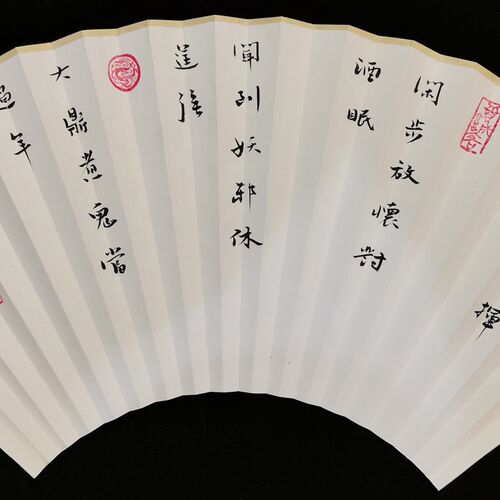 纯手绘书画扇面超薄苏工扇面钟馗扇面国画扇面文玩折扇9.5寸18方