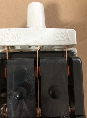 铜件380V三相三线3P63A倒顺双投老式双向陶瓷闸刀开关包邮3线黑色