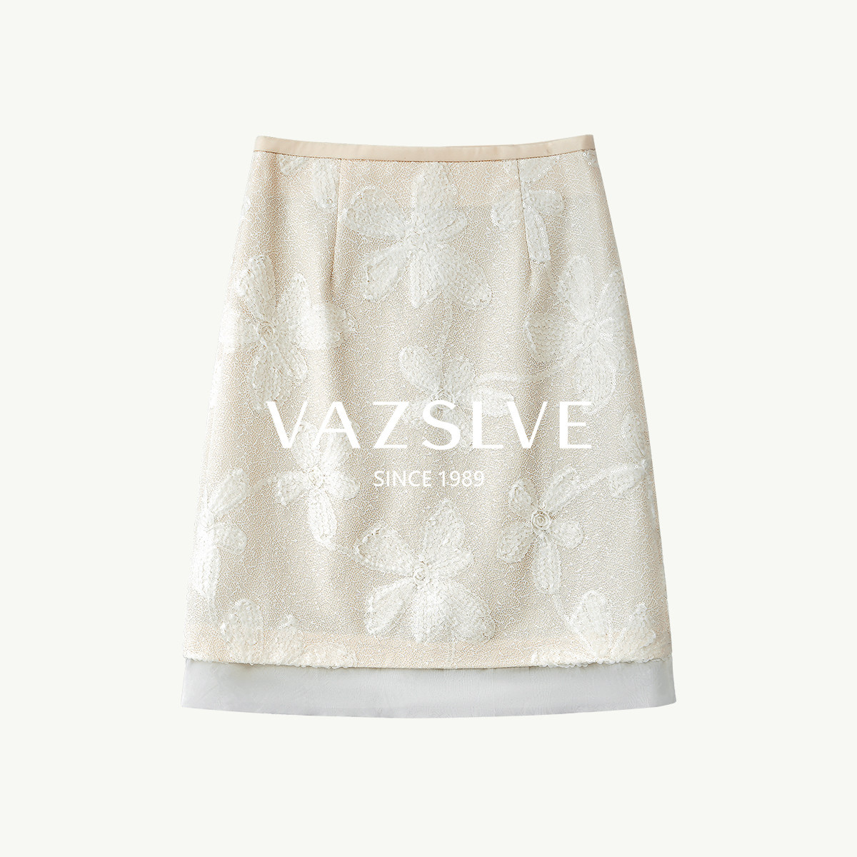 【VAZSLVE/全新奢品】捡漏高级感新中式刺绣米杏色花卉半身裙7157图片