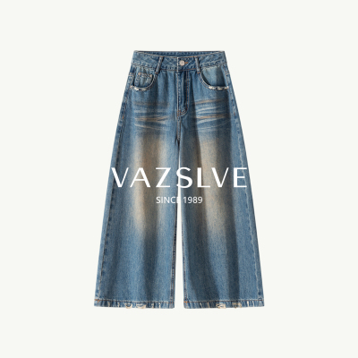 【VAZSLVE/全新奢品】捡漏高品质2026夏季新款蓝色牛仔七分直筒裤