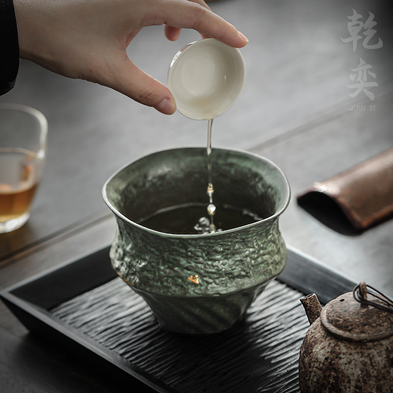 窑变建水茶洗家用茶渣q缸粗陶功夫茶具陶瓷杯洗水洗桌面废水桶茶