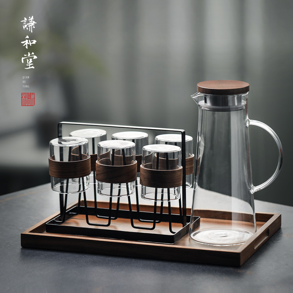 高颜值加厚玻璃冷水m壶耐热耐高温凉水壶水杯套装大容量果茶饮料