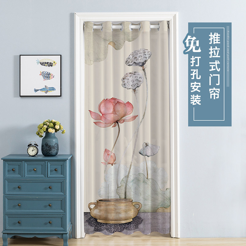 现代简约家用g免打孔门帘雪纺纱帘夏季防蚊帘卧室客厅隔断纱网帘