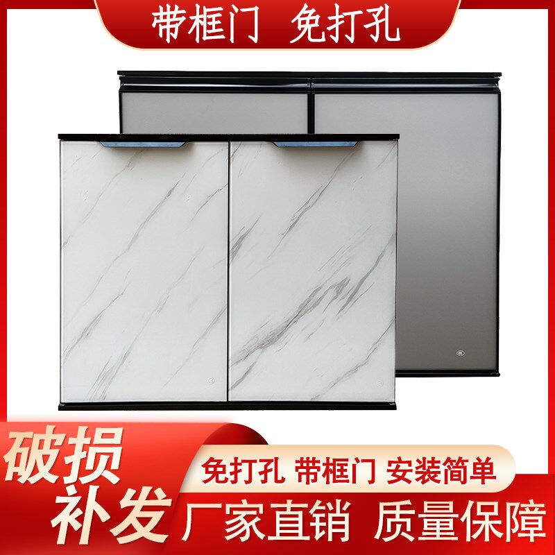 橱柜门定做钢化玻璃晶钢门柜带框整体橱柜厨房灶台免打孔门板定制图片