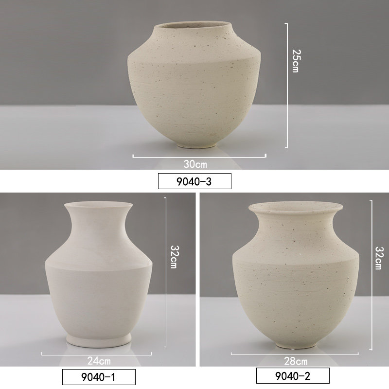 中式白瓷仿古禅意素烧花瓶摆件花插干花陶瓷梅瓶饰品日式插花花器