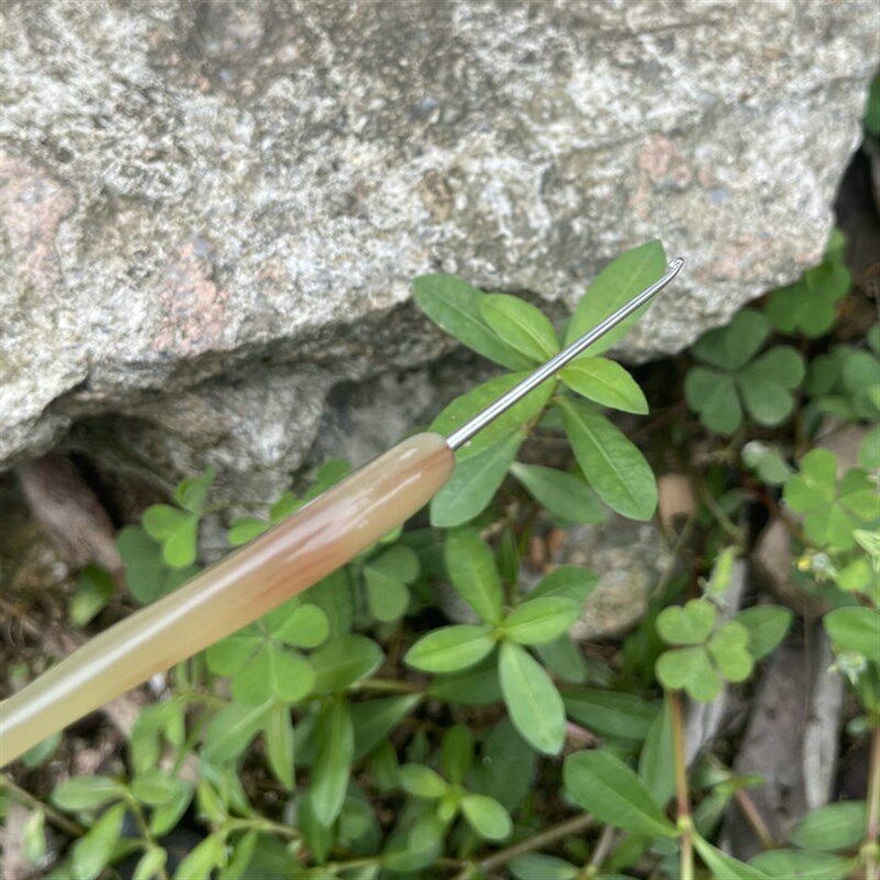 迷你透 短圆柄 天然牛羊角毛衣勾针柄毛线手钩编织工具 手工定制