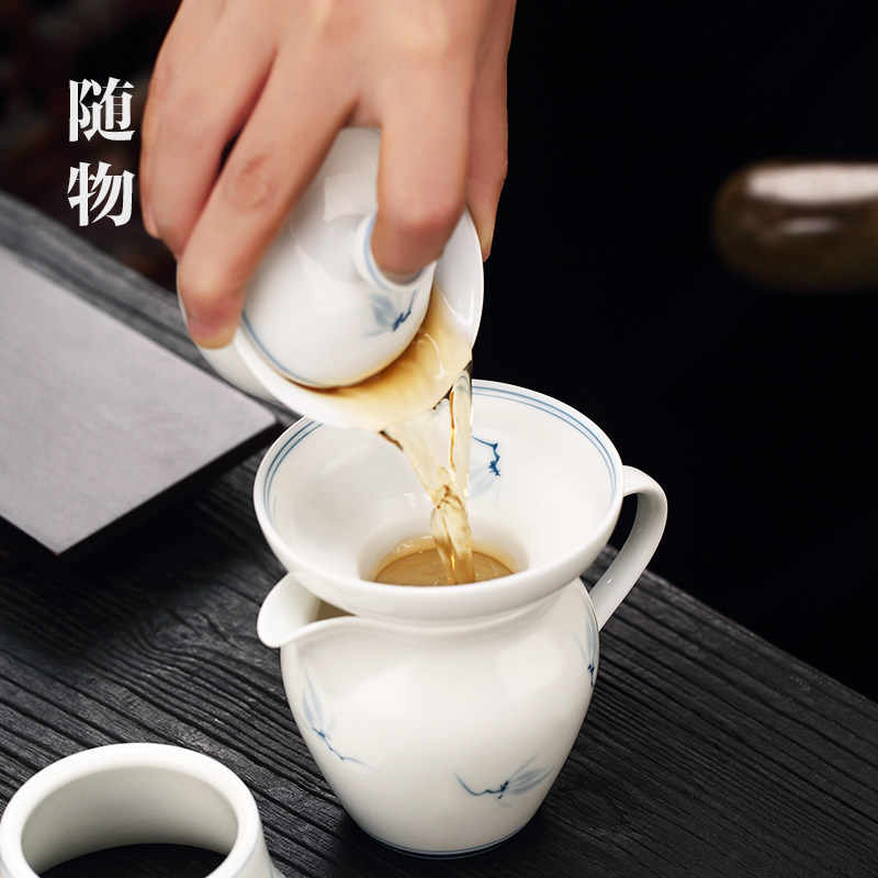 景德镇青花白瓷茶滤茶漏公道杯茶叶过滤网茶隔泡茶器功夫茶具配件