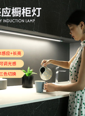 插电式感应灯条led过道餐边柜橱柜灯带人体吊柜下厨房切菜照明灯