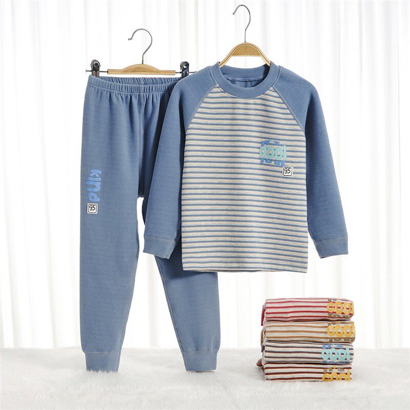 儿童秋衣卫生裤臻品棉羊棉110-160码男女童秋冬发热衣裤家居服