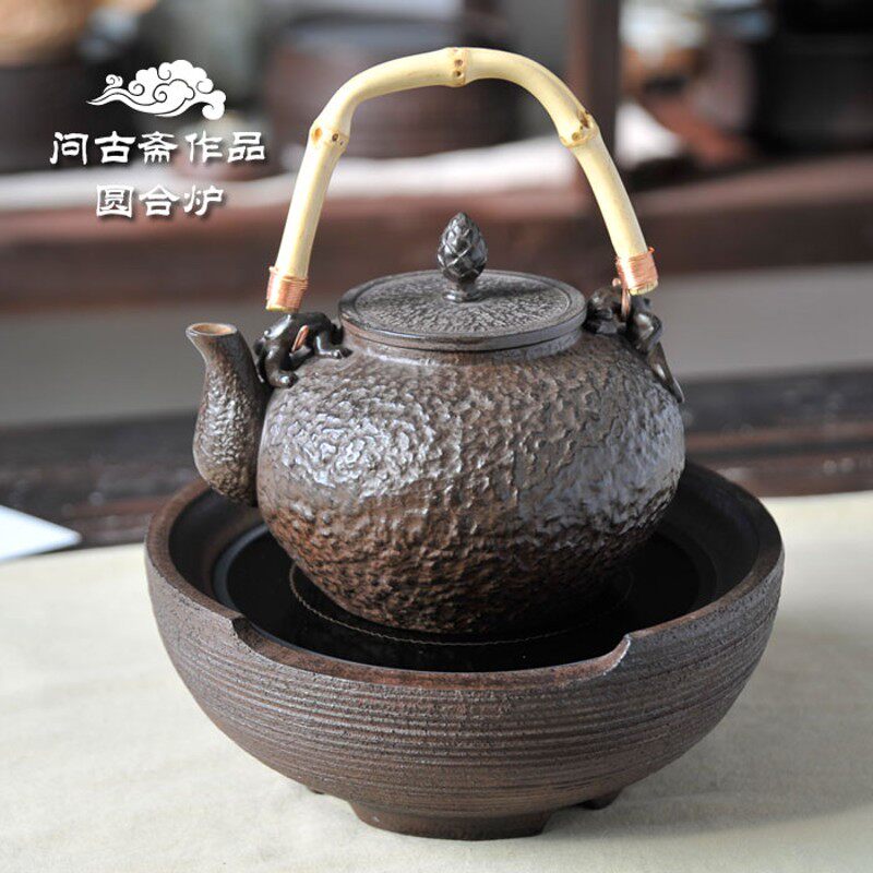 问古斋电陶炉 台式老岩泥静音功夫茶具煮茶器家用铁壶银壶泡茶炉