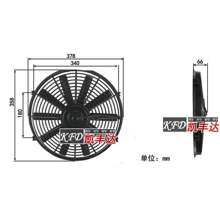 汽车散热器风扇14寸80W超空调装扇12v24伏水箱凝加冷03030改装电