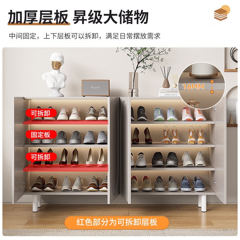 法式鞋柜家用入户玄关柜门口靠墙鞋架网红收纳柜一体餐边柜储物柜