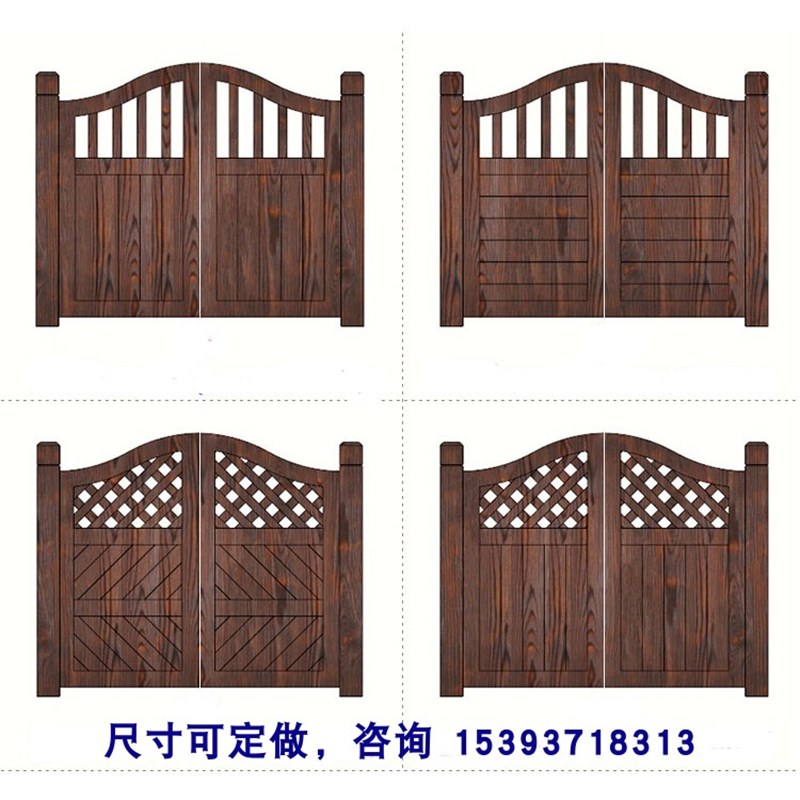 户外白色栅栏门庭院防腐木围栏花园木门学校幼儿园弧形木护栏厂家