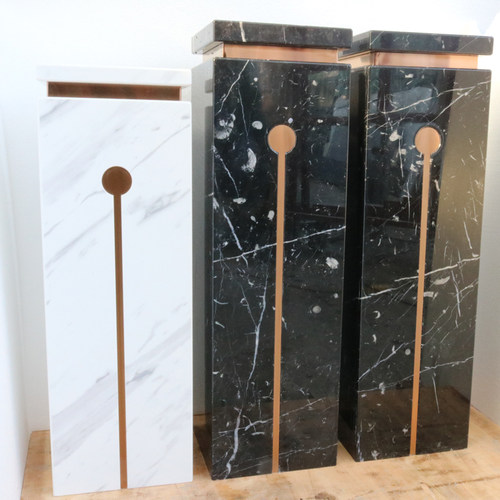 定制镶嵌黑白根大理石摆台落地基座展示底座酒店展厅样板房摆件