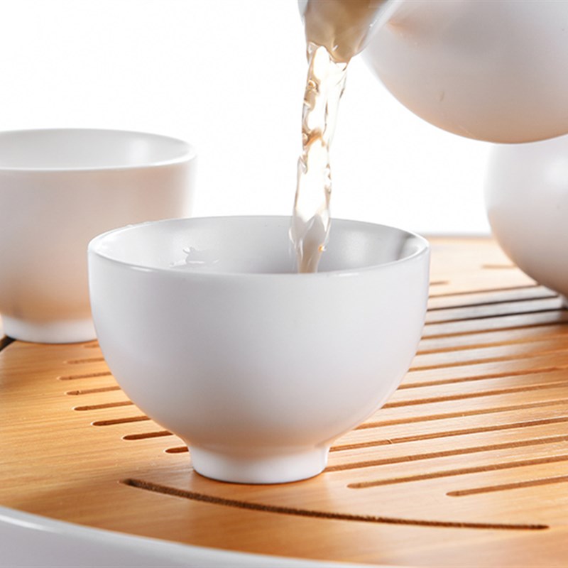 陶瓷茶具套装定窑简约白色功夫家用侧把茶壶茶道干泡茶盘茶台茶杯