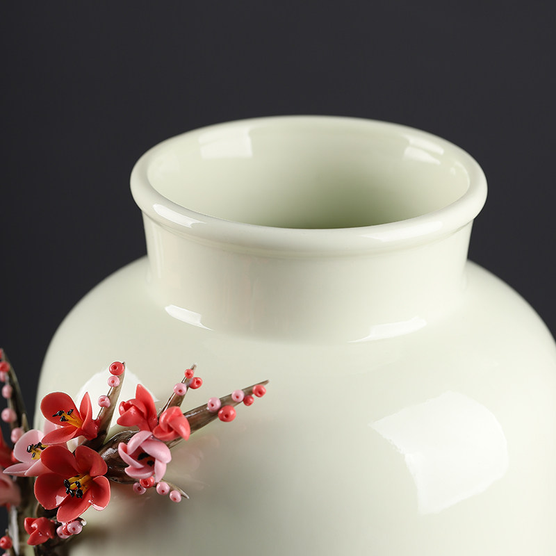 东方泥土新中式陶瓷花古典花瓶摆件客厅博古架酒柜轻奢装饰工艺品