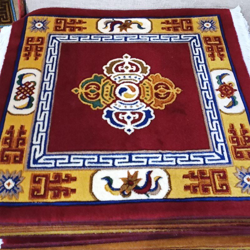 藏式纯羊毛立体剪花地毯十字金刚杵地毯藏毯沙发垫拜垫瑜伽坐毯