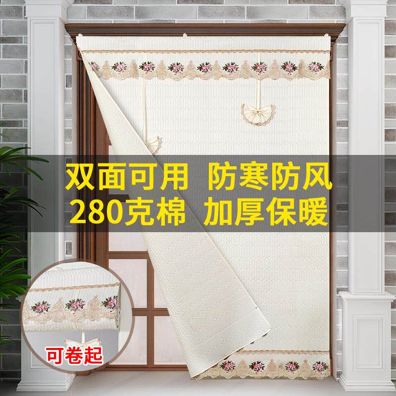 冬天加厚棉门帘加宽家用农村防风帘免打孔客厅大门帘子挡风进户门
