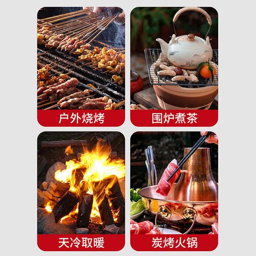 木炭烧烤碳无烟家用果木炭户外速燃机制竹炭室内炭块烤火取暖专用