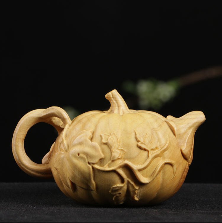 乐清黄杨木雕南瓜壶手把件把玩摆件茶宠饰品雕刻工艺文玩礼品植物