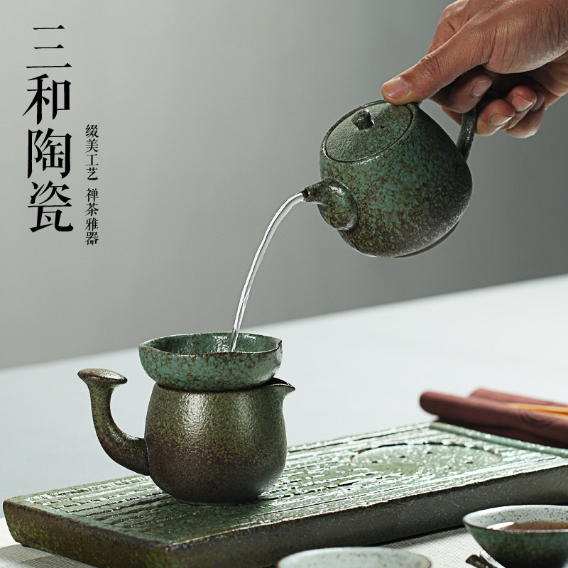粗陶茶虑组合 漏架套组功夫茶具 粗陶茶漏托套装过虑茶网茶渣包邮