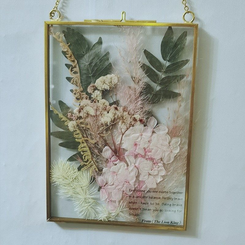 轻奢金边画框玻璃相框手作乡村压花押花干花壁饰摆件民宿艺术相框