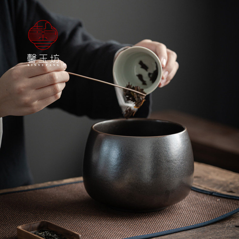 馨玉坊日式茶洗陶瓷茶渣缸家用大小号笔洗功夫茶具建水花盆水孟