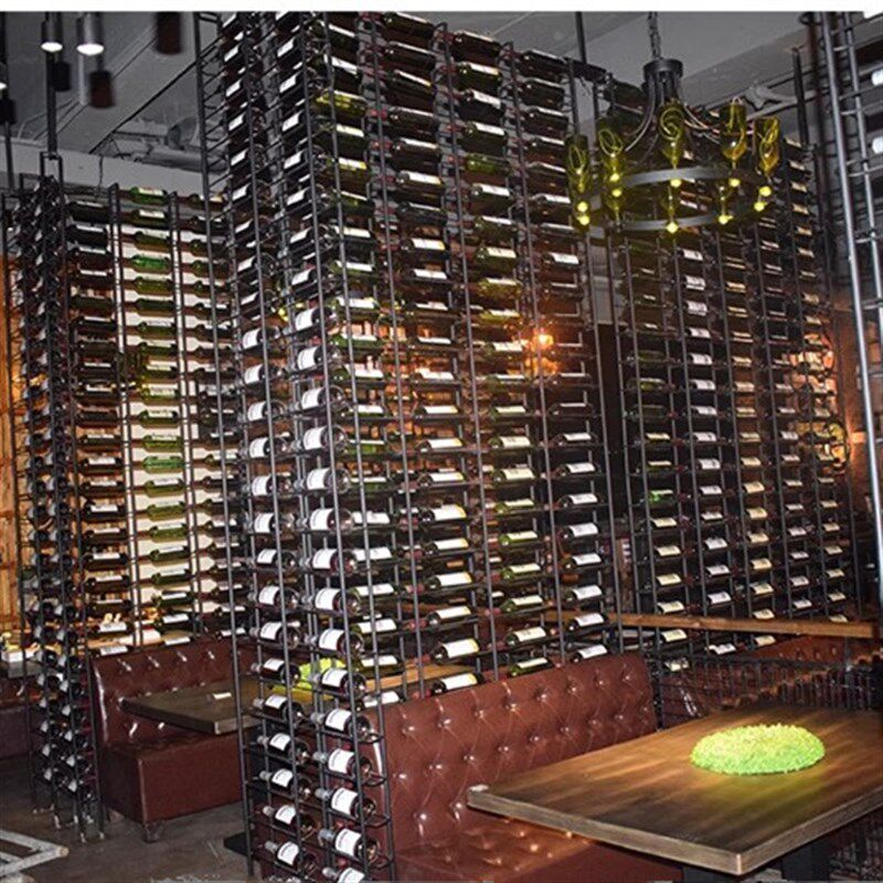 酒吧落地红酒柜展示架餐厅卡座红酒瓶架子屏风壁挂酒架置物架装饰