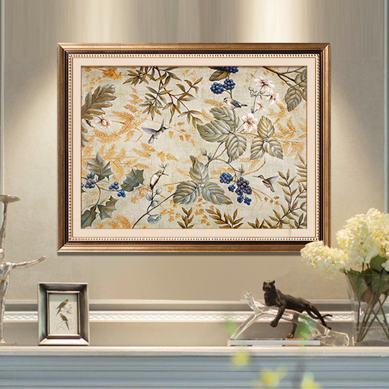 网红美式玄园关饰画竖版简美走廊过装道尽头挂画田风格餐厅花鸟壁