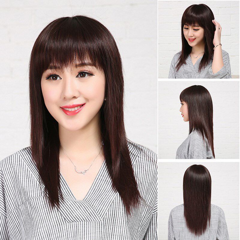 假发女长发真发全真人发中老年女士妈妈款无痕自然全头套式真头发