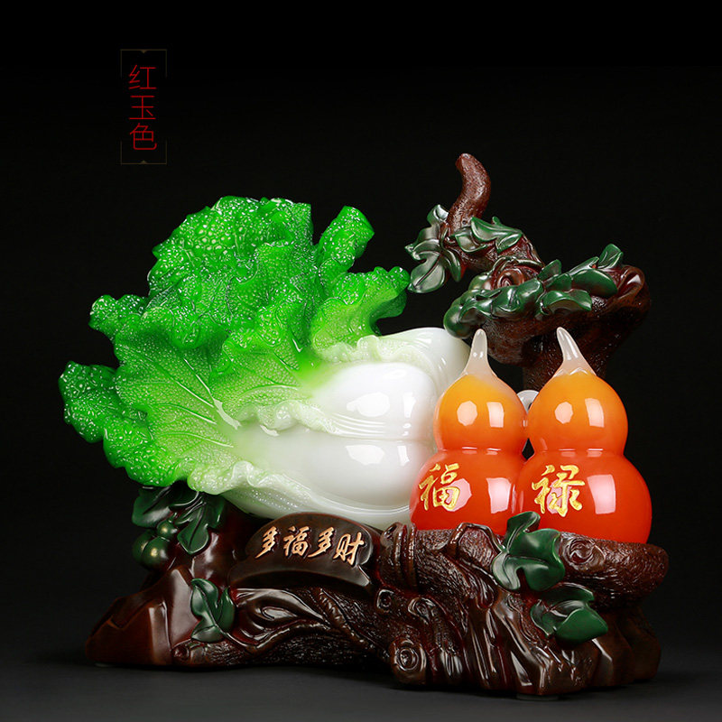 招财葫芦玉白菜摆件新中式家居装饰品客厅玄关装饰品乔迁开业礼品