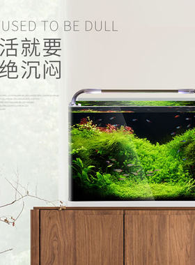 森森热弯鱼缸生态金鱼缸小型水族箱超白玻璃套装含灯过滤器