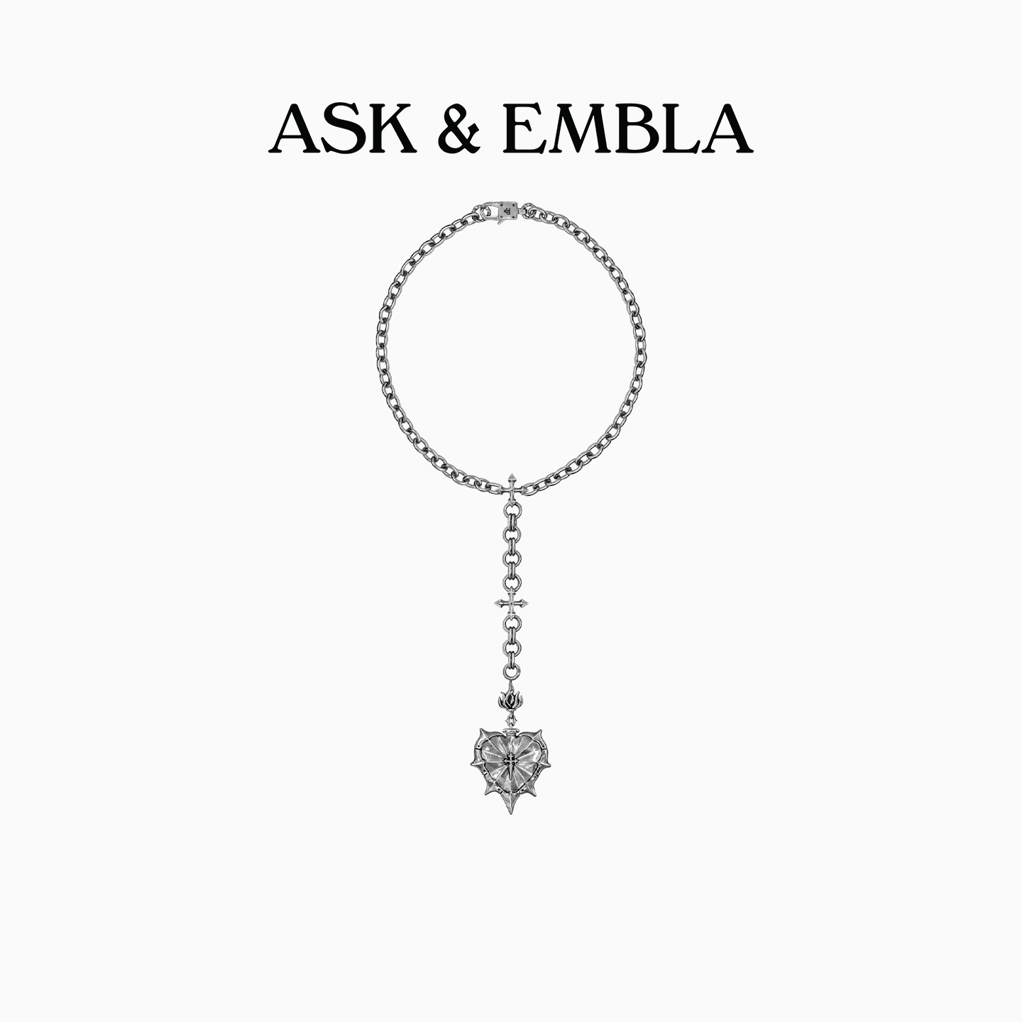Ask & Embla心形吊坠链条项链哥特风立体雕饰设计感酷感锁骨链