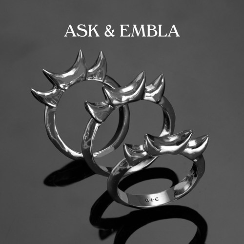 Ask & Embla荒纹弧形峰峦戒指做旧叠戴中性多元炫酷手饰