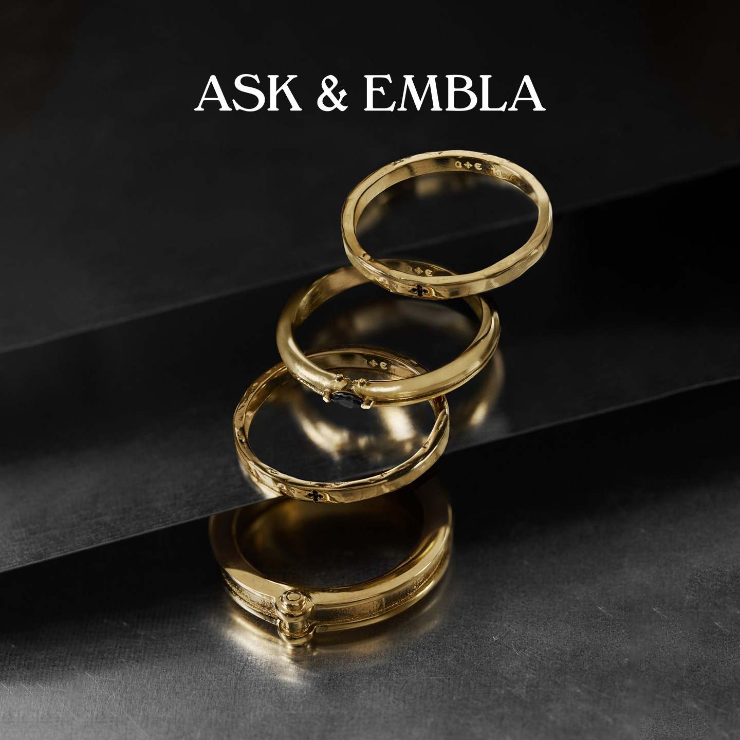 Ask & Embla叠戴圆环套组戒指哥特风独特多层次中性设计首饰