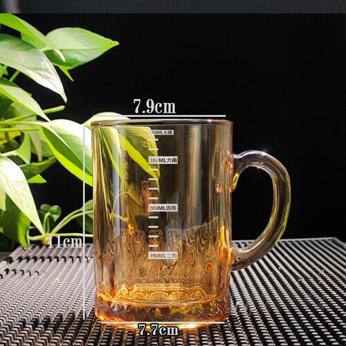 定制logo带刻度大号钢化啤酒杯玻璃把杯扎啤杯创意杯子果汁水杯