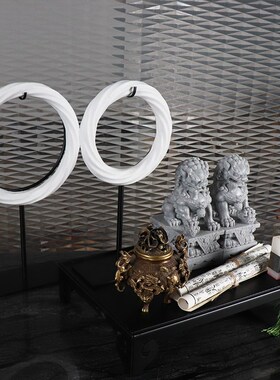 新中式创意玄关摆台组合软装搭配摆件客厅餐边柜酒店样板房展示品